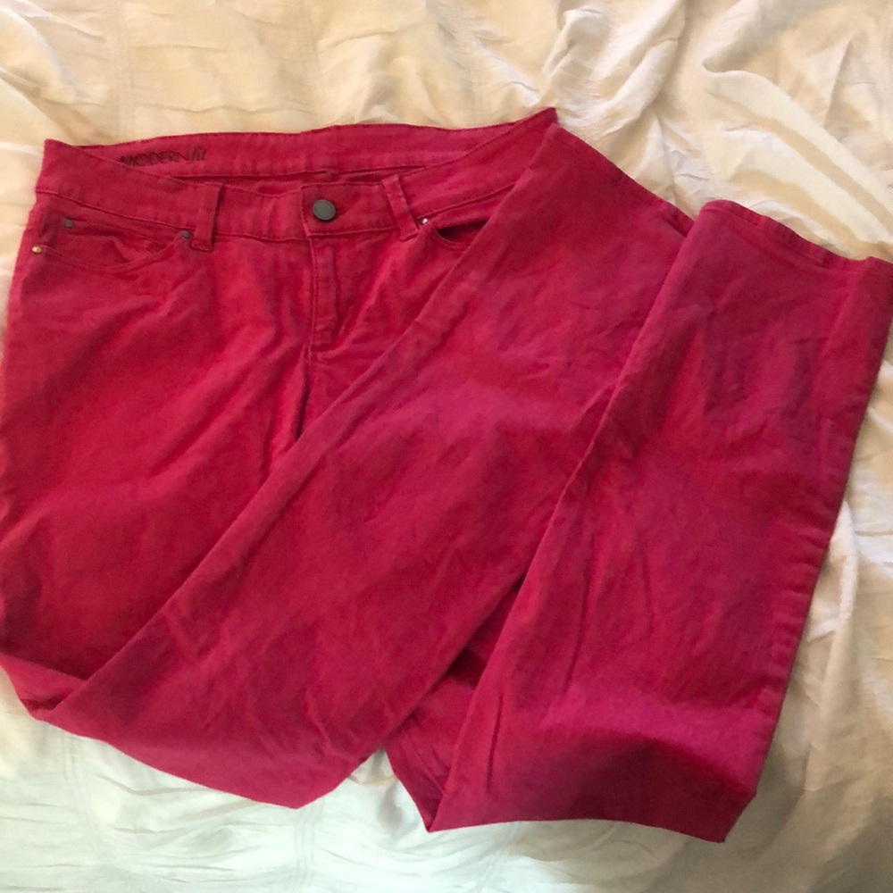 Hot pink skinny jeans